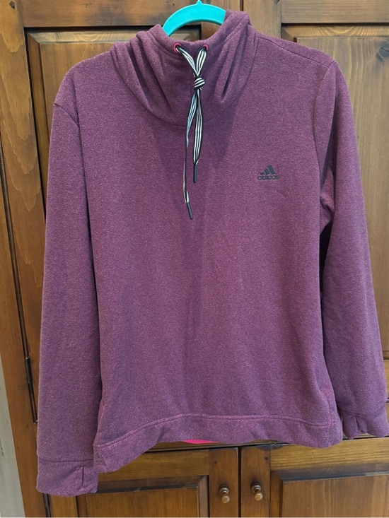 adidas Tops - Adidas Ladies XL Heather Magenta Oversized Fleece Hoodie w/Kangaroo Zip Pockets.